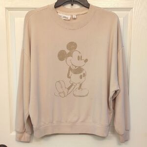 Disney Beige Mickey Mouse Crewneck Sweater - Gently Worn